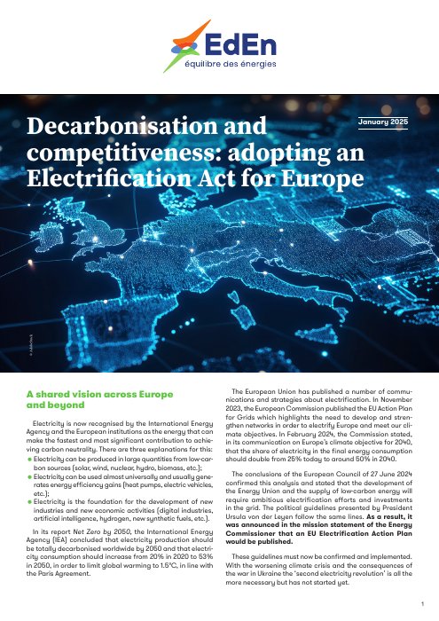 Decarbonisation and competitiveness: adopting an Electrification Act for Europe (2025)