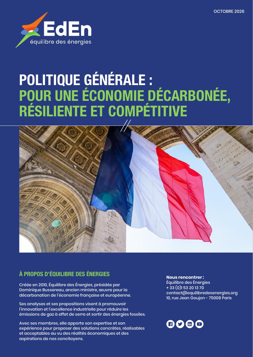 Première page du cahier Politique générale d’Équilibre des Énergies